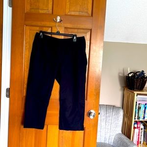 Navy Blue capris curvy. Pockets front have not been unstitched. Size 8!